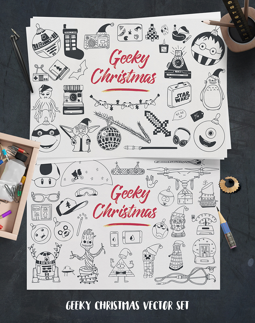 890x1129 Freebie Geeky Christmas Vector Set + Patterns Codrops