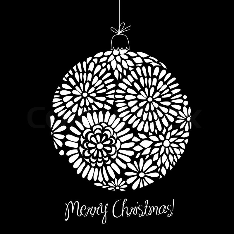 800x800 Black And White Christmas Ball Stock Vector Colourbox