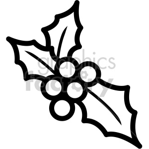 300x300 Black And White Christmas Holly Berries Vector Icon Clipart