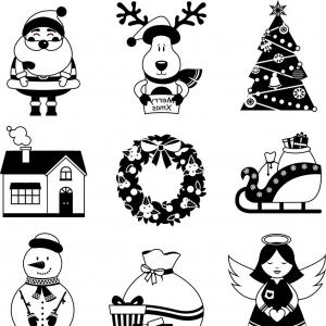 300x300 Black And White Christmas Ornaments Vector Hoodamathrun