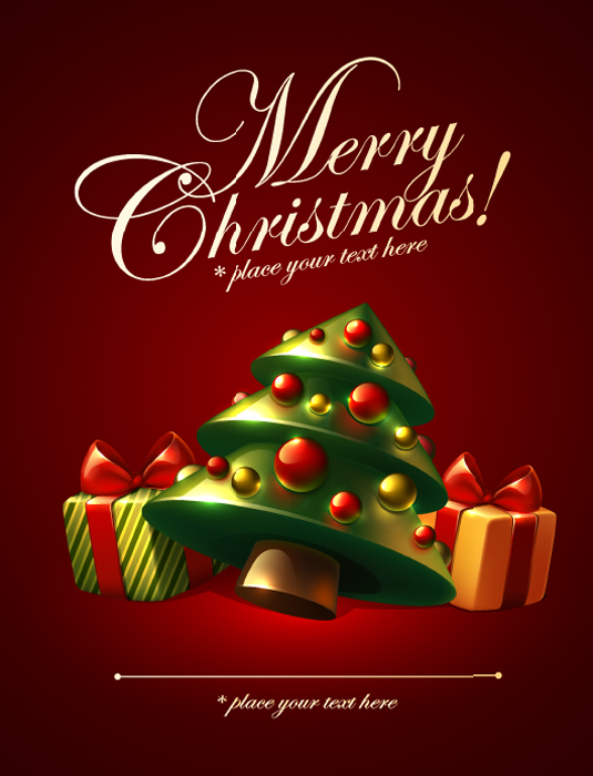 535x700 Cute Christmas Elements Cards Vector Free Download