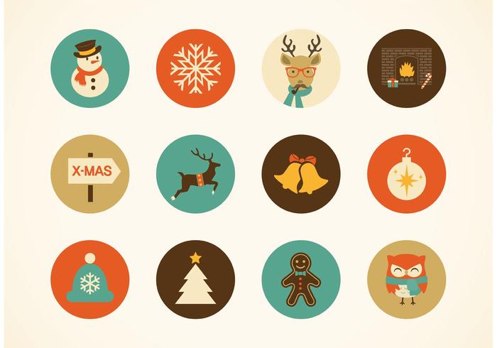 700x490 Free Hipster Christmas Vector Icons Stock Images