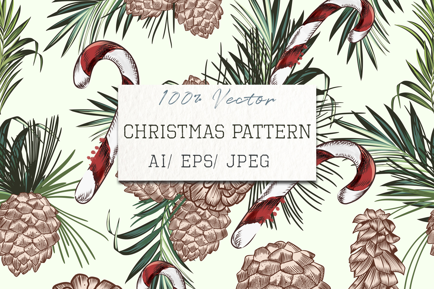 1500x1000 Christmas Vector Pattern With Corns And Sweets, Xmas Tree