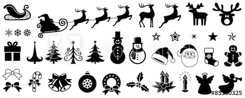 Christmas Vector Icon Set, Background, Black, Isolated 500x200 Christmas Vector Icon Set, Background, Black, Isolated