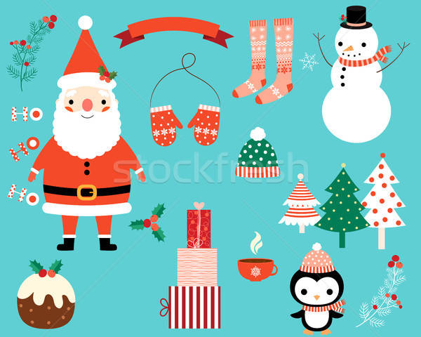Christmas Vector Characters And Design Elements Set Vector 600x480 Christmas Vector Characters And Design Elements Set Vector