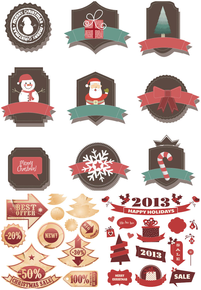 Retro Christmas Badges Vector Vector Graphics Blog 800x1150 Retro Christmas Badges Vector Vector Graphics Blog