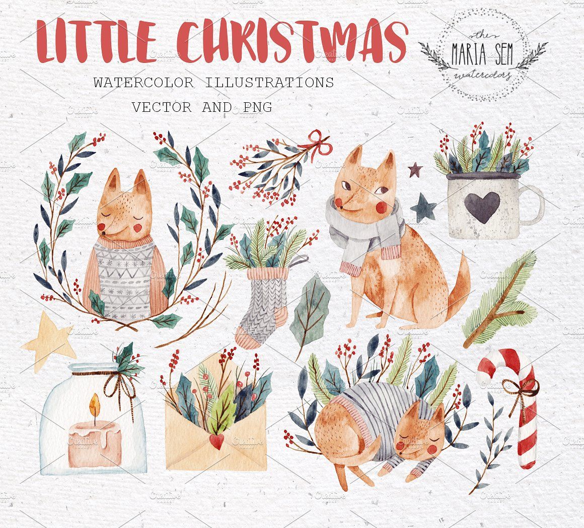 1160x1048 Little Christmas Watercolor Vector V Roce Watercolor