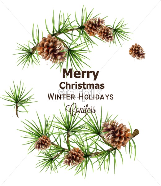 520x600 Merry Christmas Watercolor Wreath Vector Red Christmas Decors