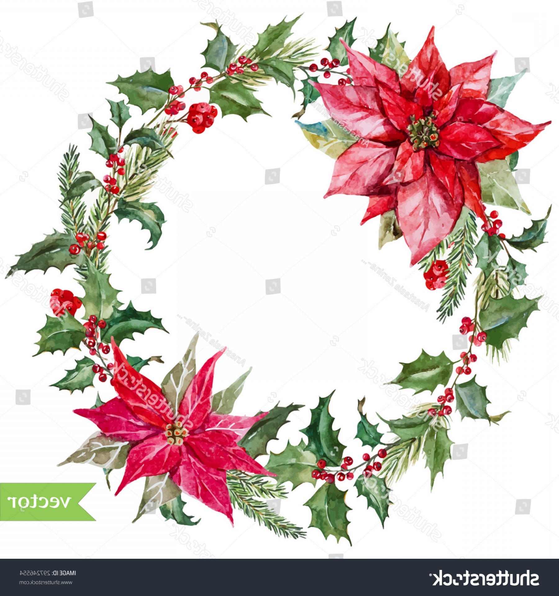 1800x1920 Watercolor Vector Christmas Wreath Poinsettia Plant Soidergi