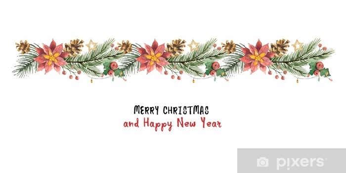 700x350 Watercolor Vector Christmas Banner With Fir Branches And Flower