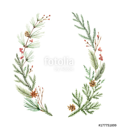 459x500 Watercolor Vector Christmas Wreath With Fir Branches And Place