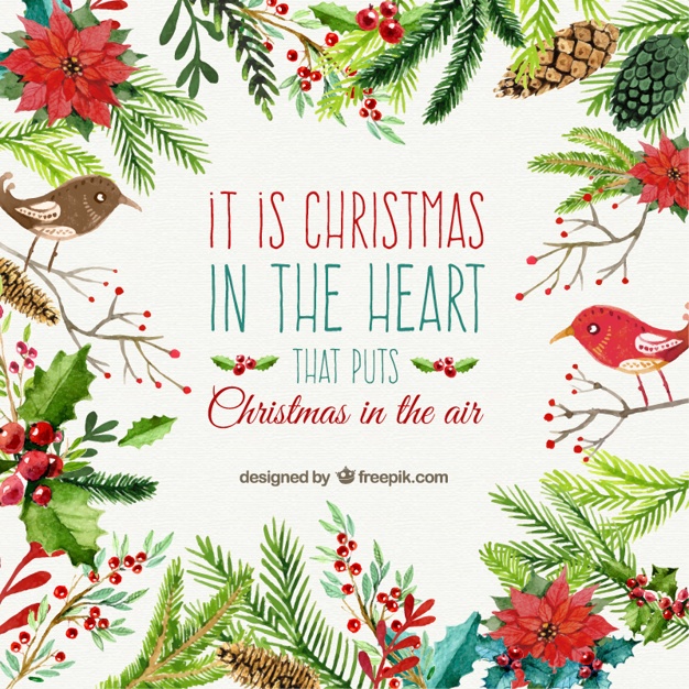 626x626 Christmas Card In Watercolor Style Vector Premium Download