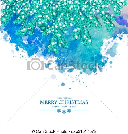 450x470 Christmas Watercolor Vector Background Snow Covered Spruce