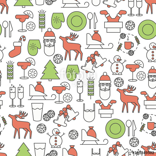 500x500 Holiday Christmas And New Year Line Seamless Pattern Vector