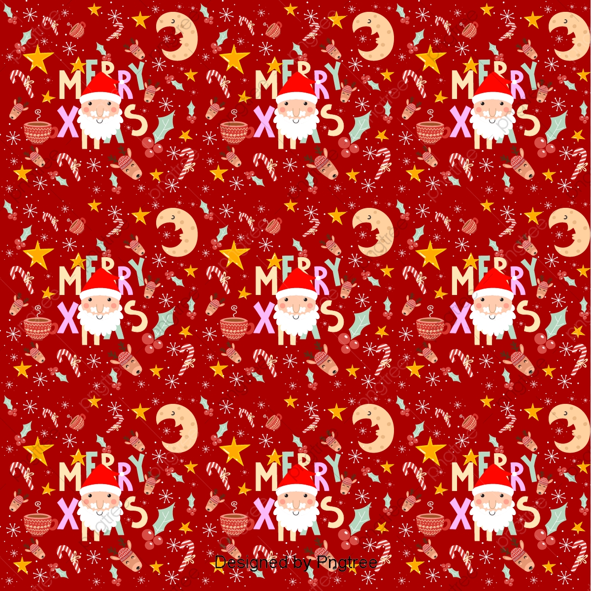 1200x1200 Red Retro Santa Claus Merry Christmas Wrapping Paper Background