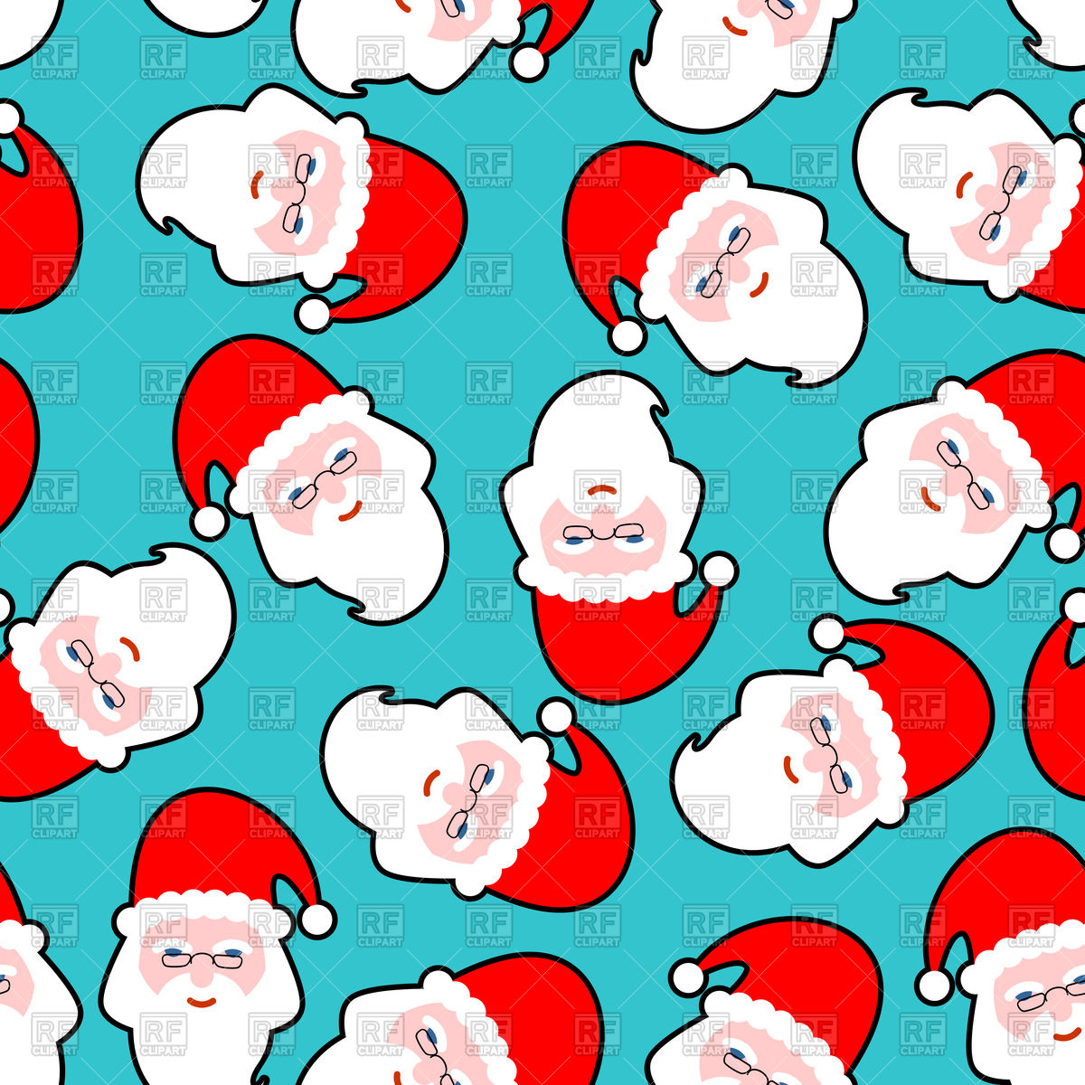 1200x1200 Seamless Pattern With Santa Claus Head, Christmas Wrapping Paper