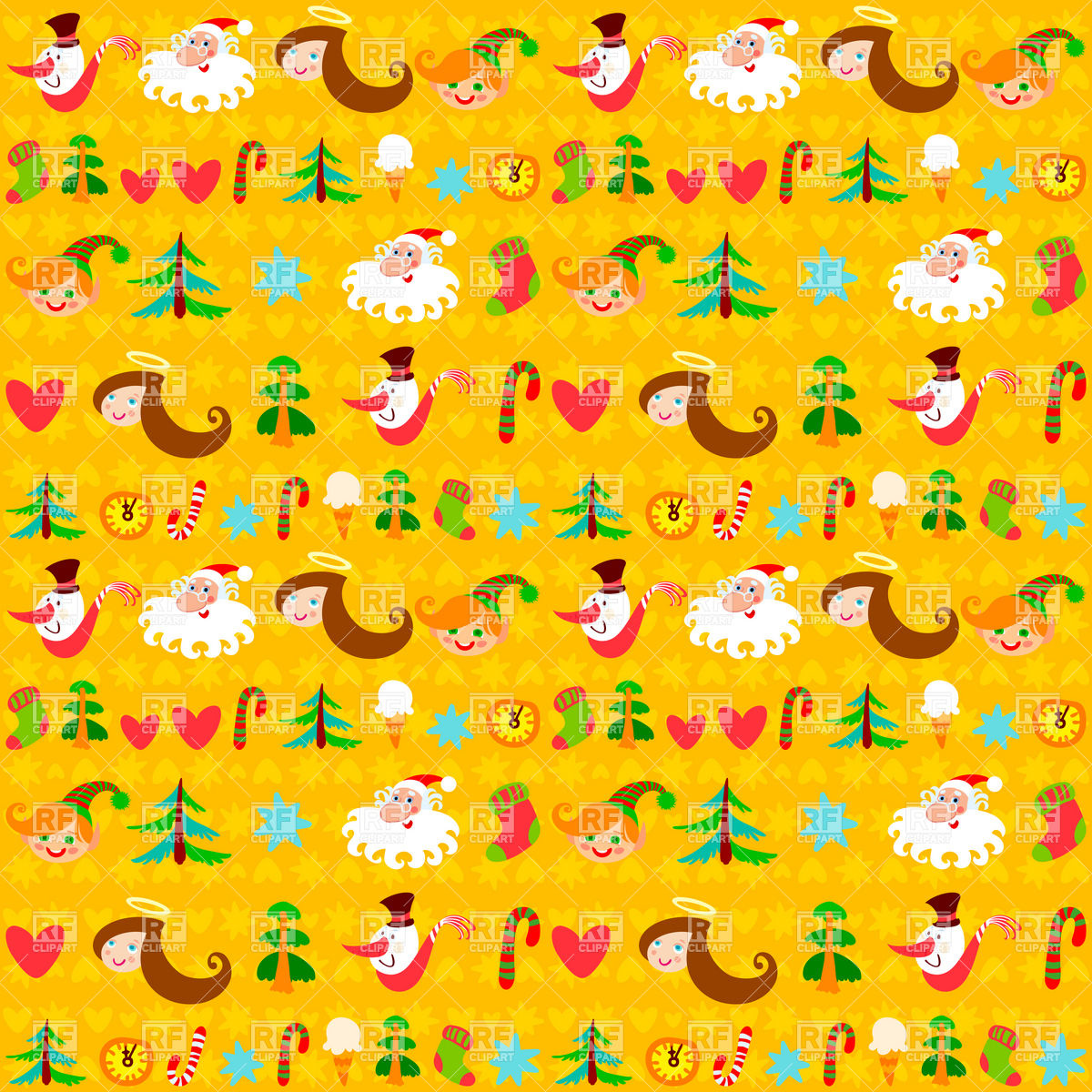 1200x1200 Yellow Christmas Wrapping Paper With Holiday Symbols Vector Image