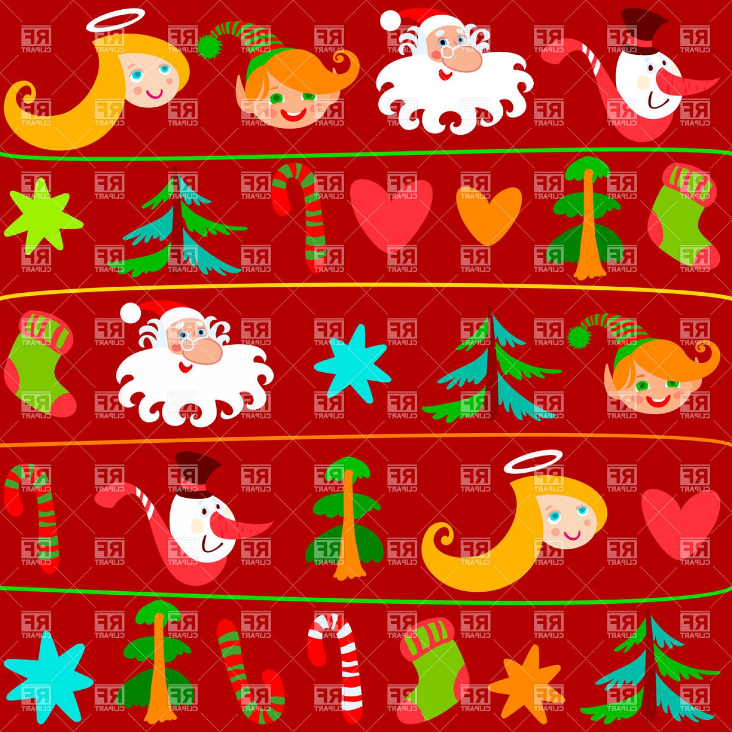 1440x1440 Christmas Wrapping Paper With Holiday Symbols Vector Clipart