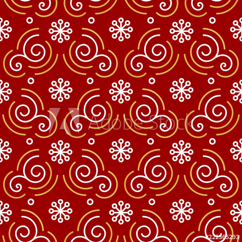 500x500 Christmas Pattern Seamless Trendy Line Golden Swirls, Curls