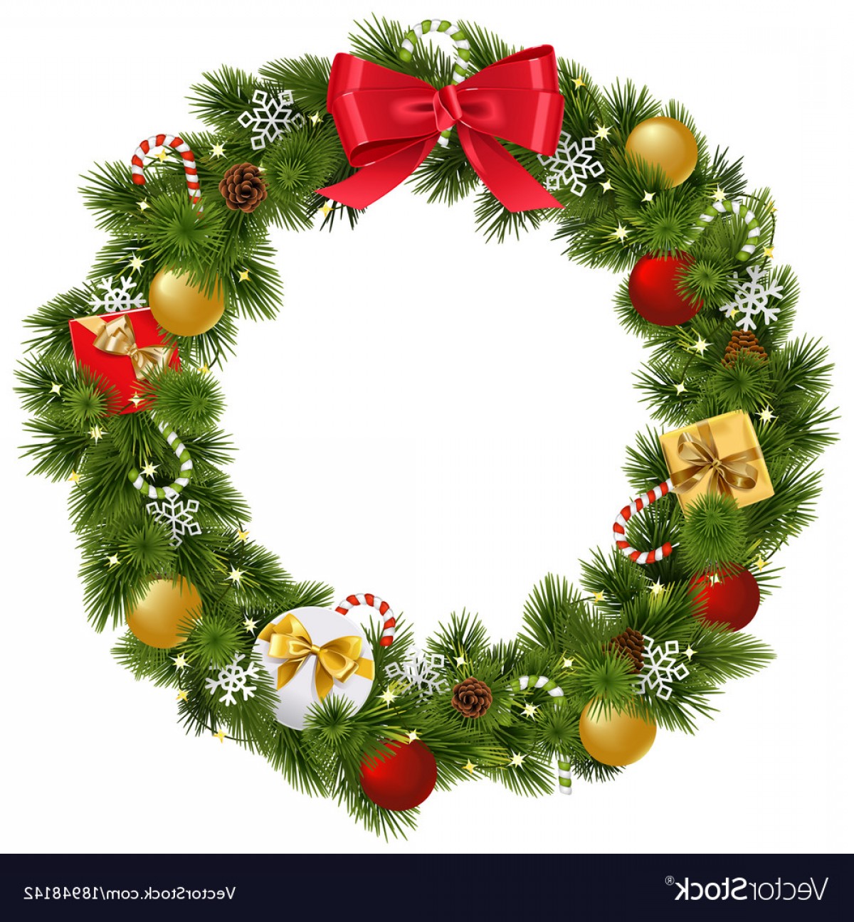 1200x1296 Christmas Wreath With Garland Vector Savoyuptown