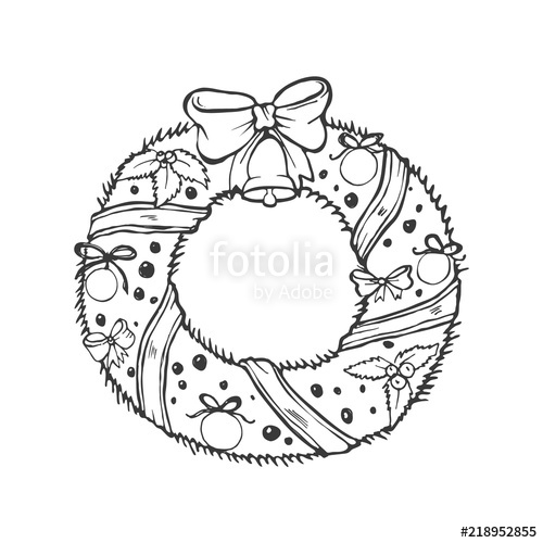 500x500 Christmas Wreath Vector Illustration Isolated On White Background
