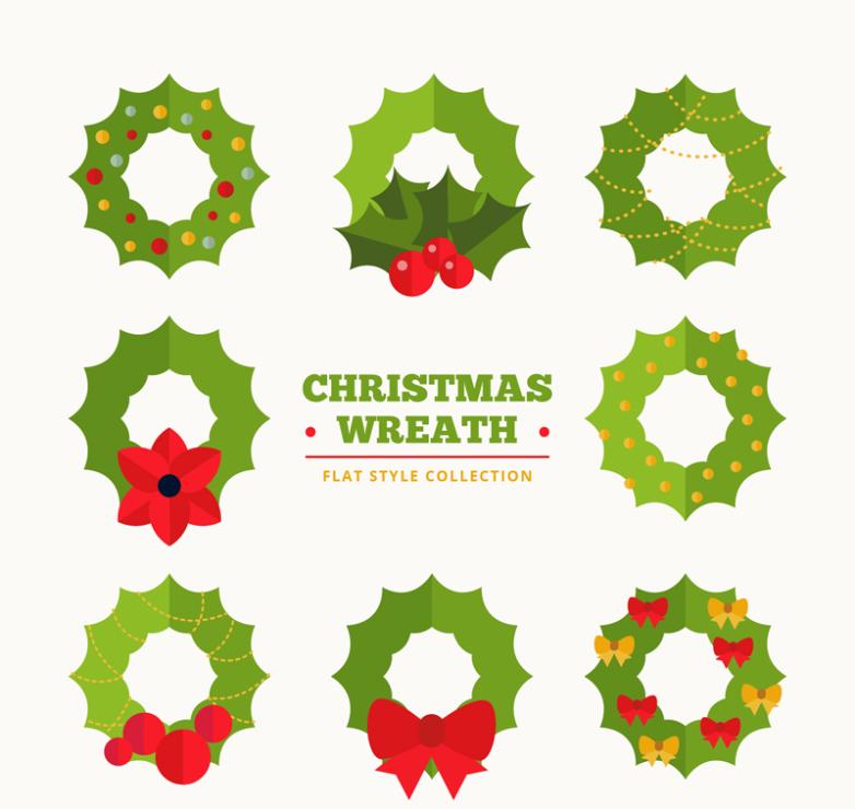 782x740 Eight Green Christmas Wreath Vector Free Vector Graphic Download
