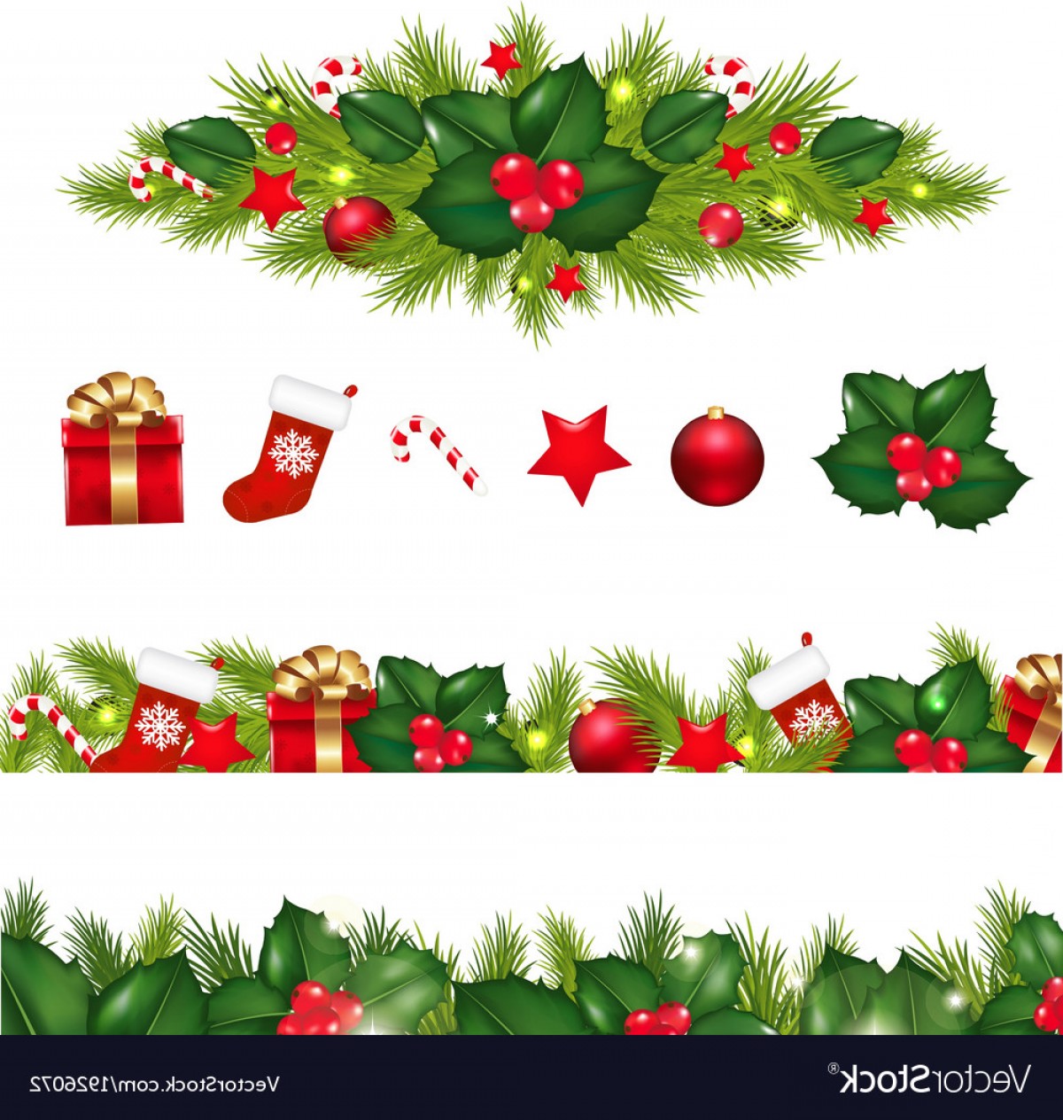 1200x1264 Christmas Borders Set With Xmas Garland Vector Newwaysys