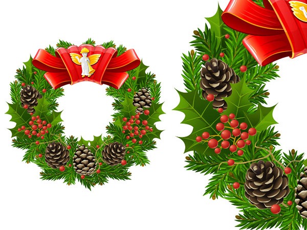 Cool Textured Christmas Wreath Vector Graphics My Free 600x450 Cool Textured Christmas Wreath Vector Graphics My Free