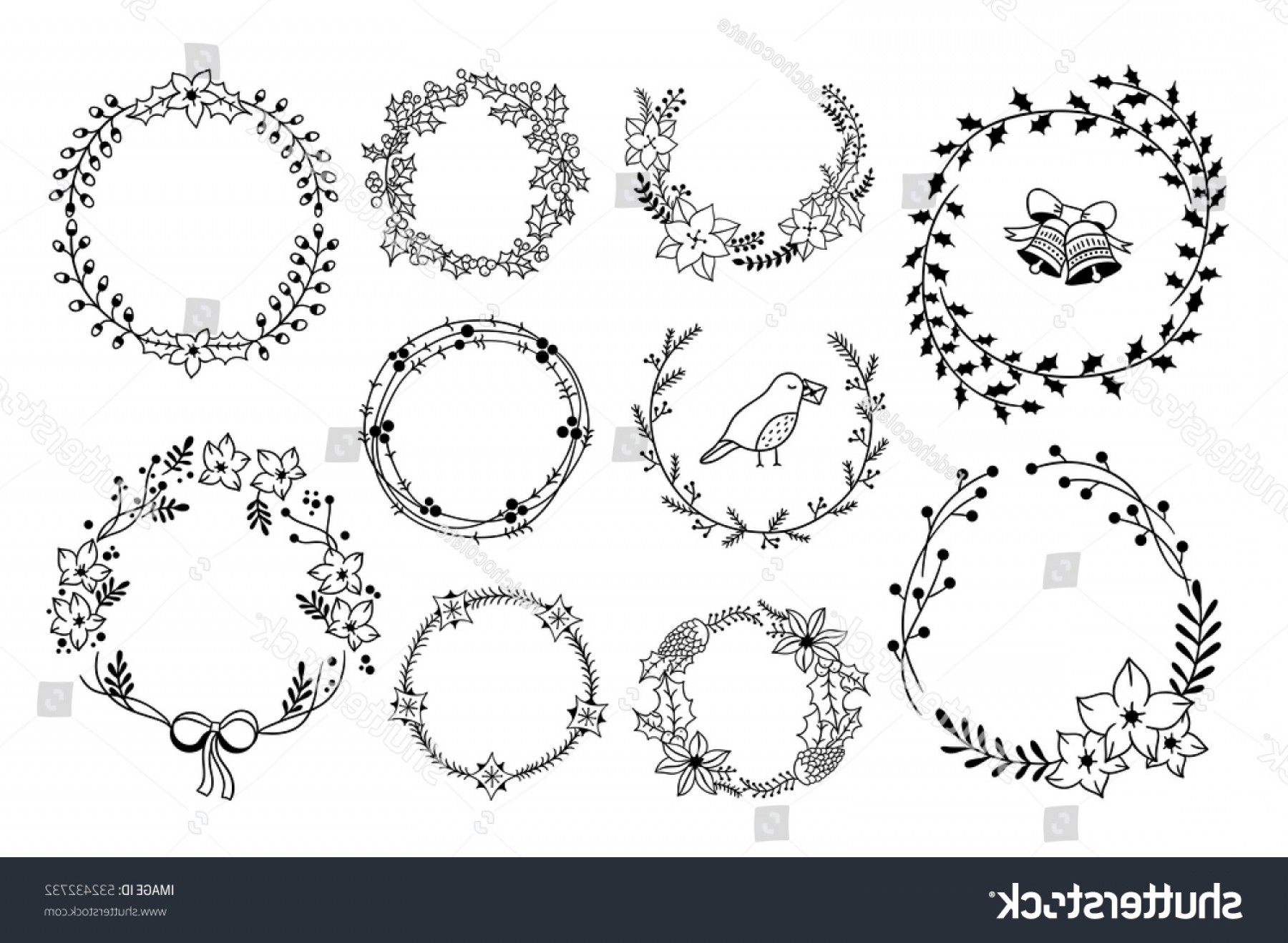 Vintage Hand Drawn Christmas Wreaths Vector Catchsplace 1800x1318 Vintage Hand Drawn Christmas Wreaths Vector Catchsplace