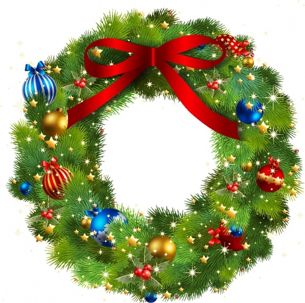 Christmas Wreath Free Vector In Adobe Illustrator 600x595 Christmas Wreath Free Vector In Adobe Illustrator