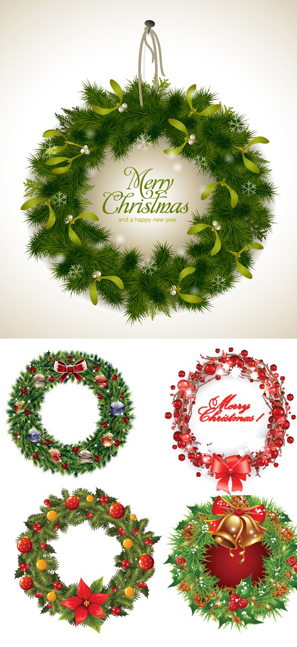 600x1305 Exquisite Christmas Wreath Vector Material My Free Photoshop World