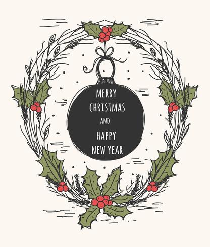 416x490 Hand Drawn Christmas Wreath Vector