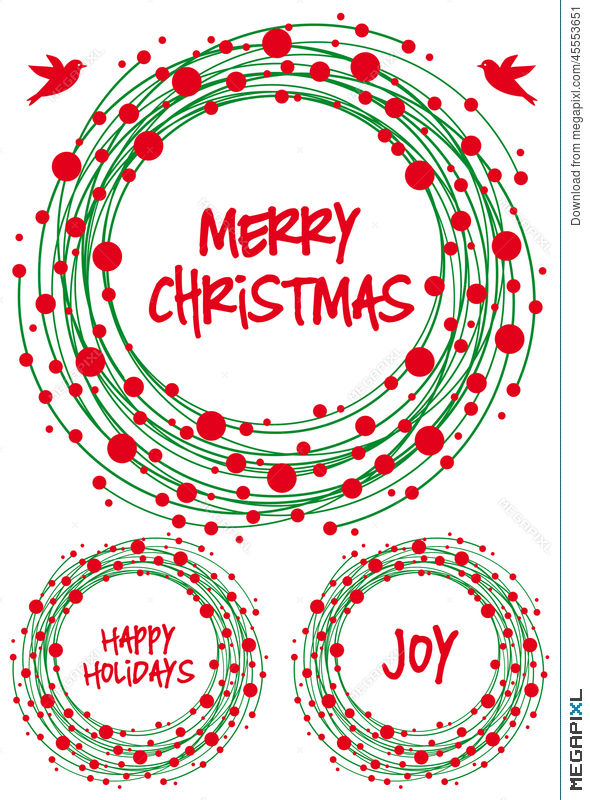590x800 Christmas Wreath, Vector Set Illustration