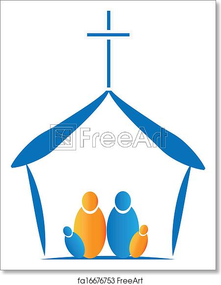 450x580 Free Art Print Of Family Praying In The Church Icon Family