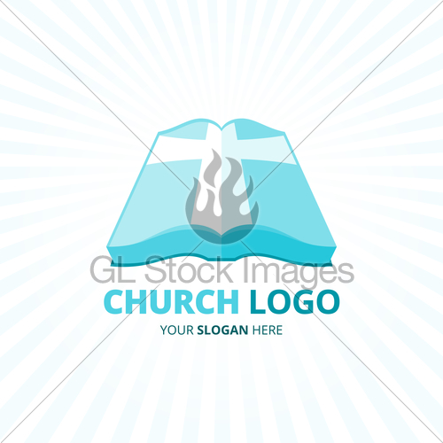 500x500 Christian Church Logo With Blue Bible Cross Icon Vector Gl