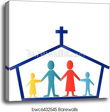382x390 Church And Family Logo Vector, Canvas Print Barewalls Posters