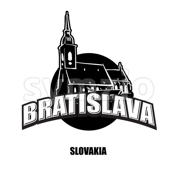 620x620 Bratislava Church Black And White Logo Vector Illustration