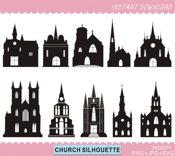 Church Silhouettes Clipart, Castle Silhouettes, Church Printable 570x510 Church Silhouettes Clipart, Castle Silhouettes, Church Printable