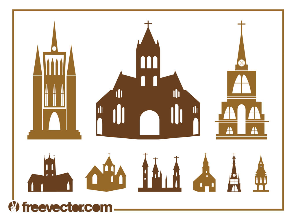 Church Silhouettes Set Vector Art Graphics 1024x765 Church Silhouettes Set Vector Art Graphics