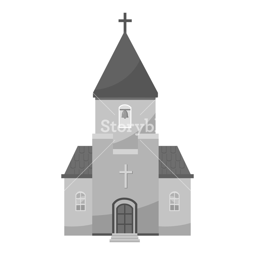 1000x1000 Church Icon Gray Monochrome Illustration Of Church Vector Icon