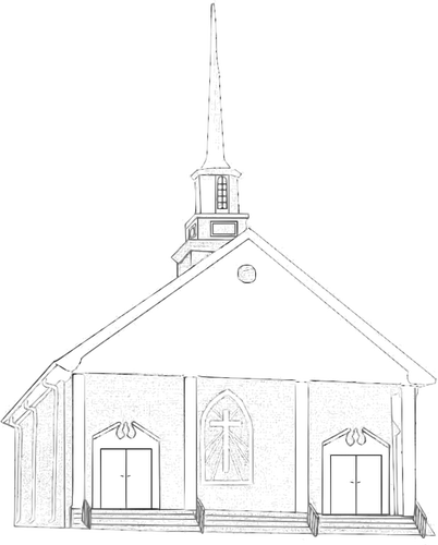 402x500 Country Church Vector Drawing