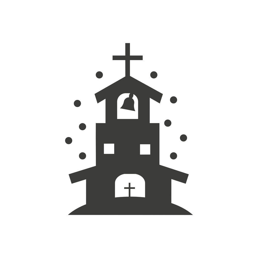 999x1000 Flat Icon In Black And White Style Church Vector