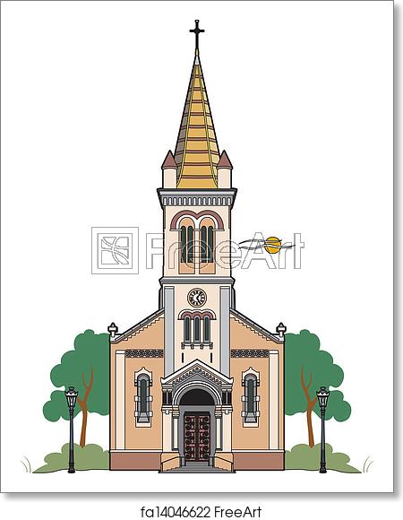 450x580 Free Art Print Of Catholic Church Vector Illustration