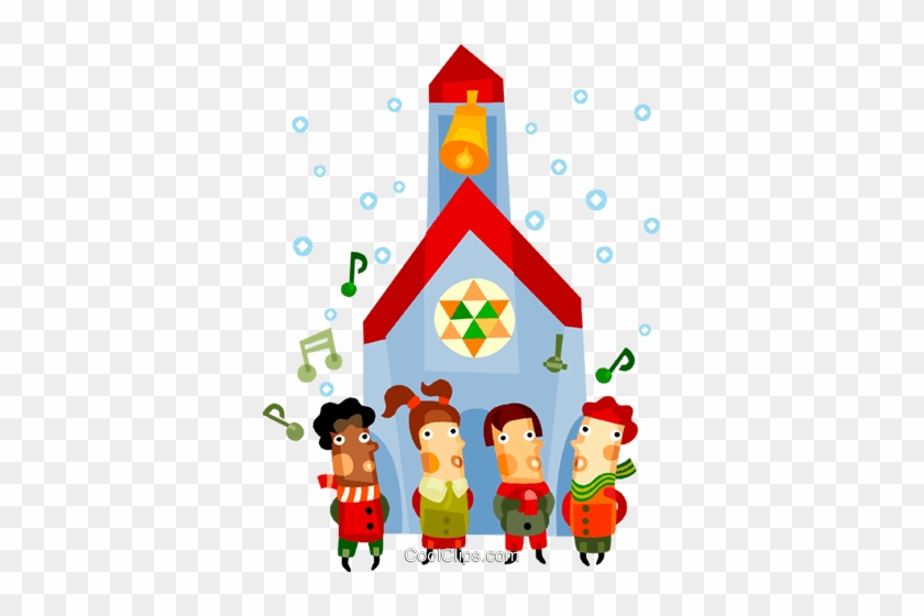 840x560 Children Singing Christmas Carols Royalty Free Vector