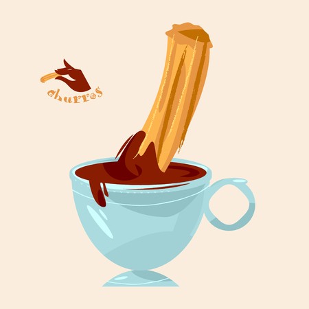450x450 Churros And Chocolate Traditional Spanish Food Vector