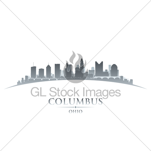 500x500 Columbus Ohio City Skyline Silhouette White Background Gl Stock