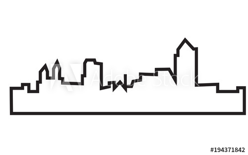 500x313 Cincinnati Skyline Silhouette Outline On White Background