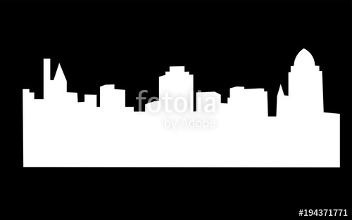 500x313 White Cincinnati Skyline Silhouette On Black Background Stock