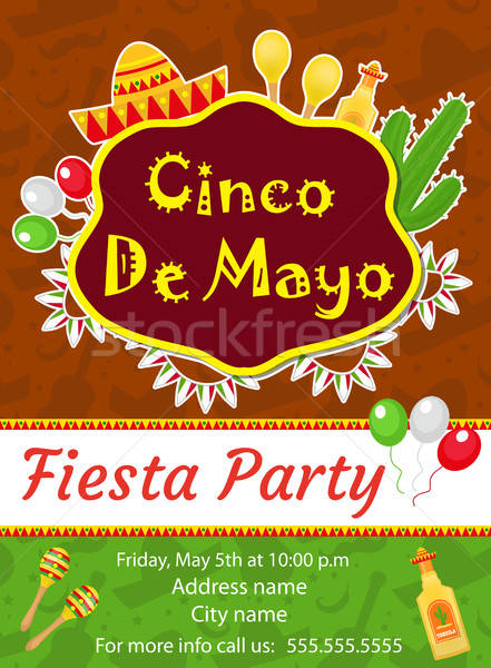 441x600 Cinco De Mayo Invitation Template, Flyer Mexican Holiday Postcard
