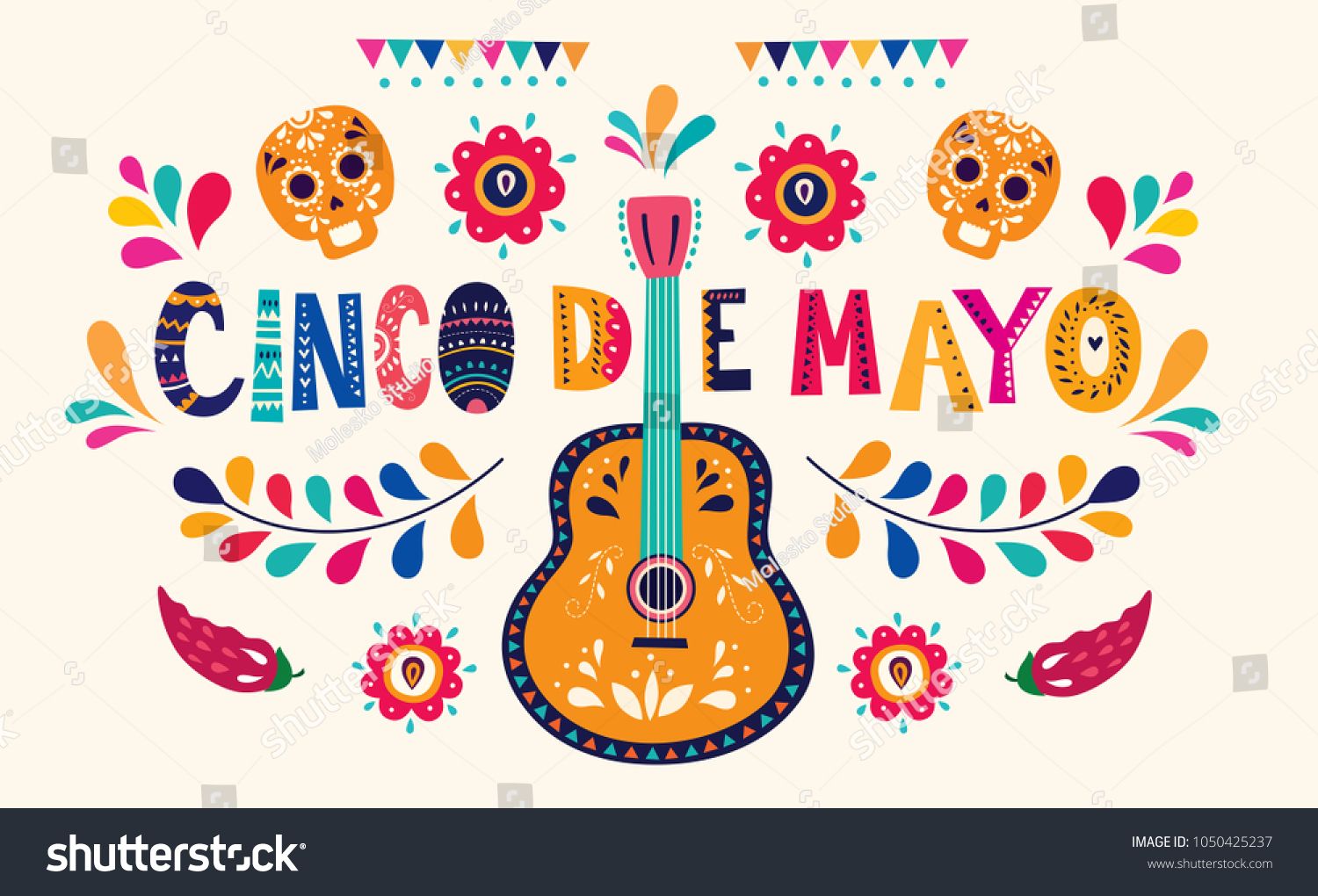 1500x1020 Beautiful Vector Illustration With Design For Mexican Holiday